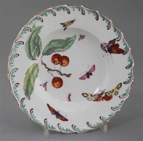 A Derby botanical plate, c.1758-60, d. 20.5cm